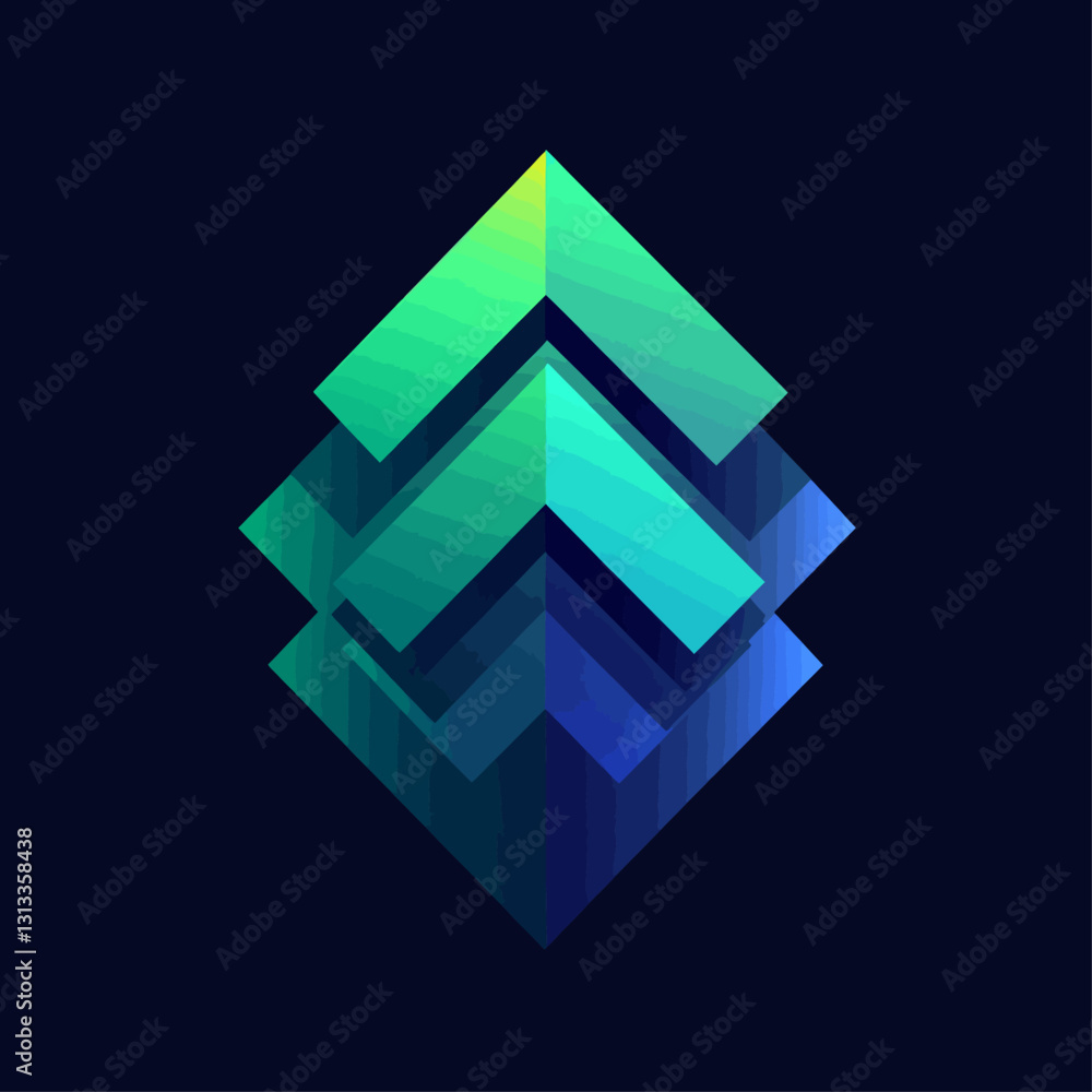 Poster abstract arrows stacked in upward direction with gradient colors design