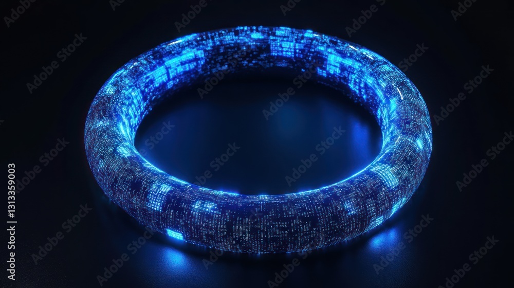 Poster abstract glowing ring, digital design, futuristic technology, background for display, possible use a