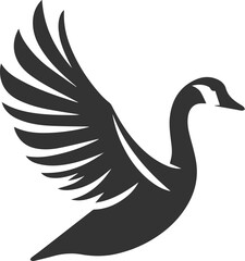 Obraz premium silhouette of a goose gliding through the air with wings curved animal vector