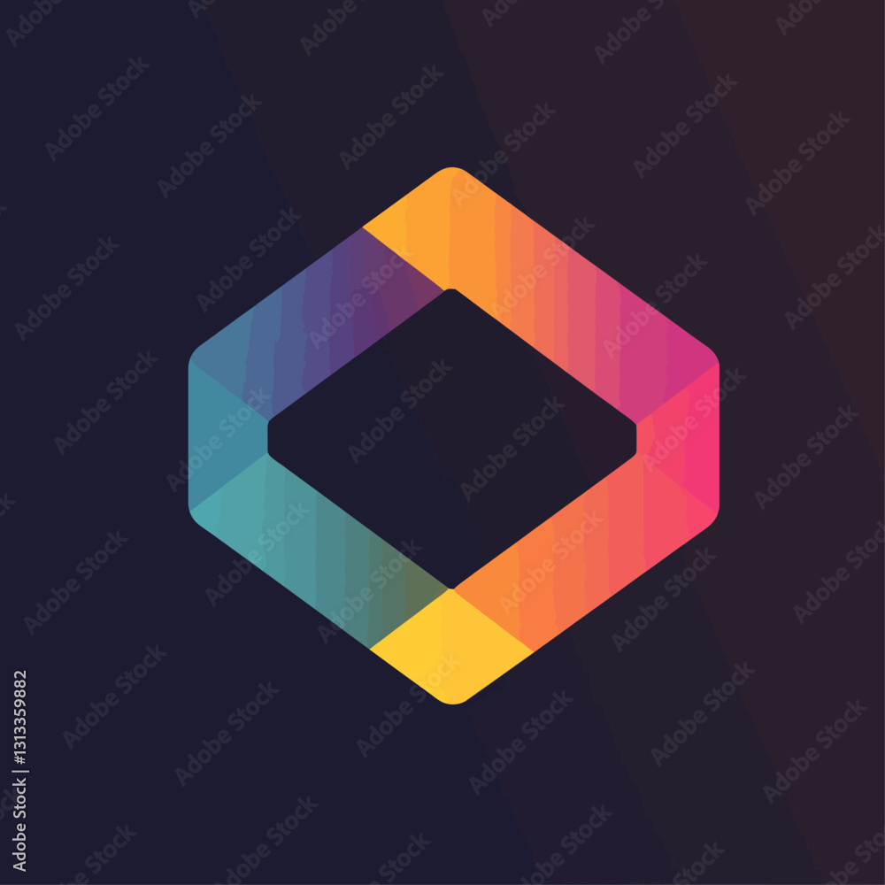 Poster abstract gradient hexagon shape with modern colors on dark background