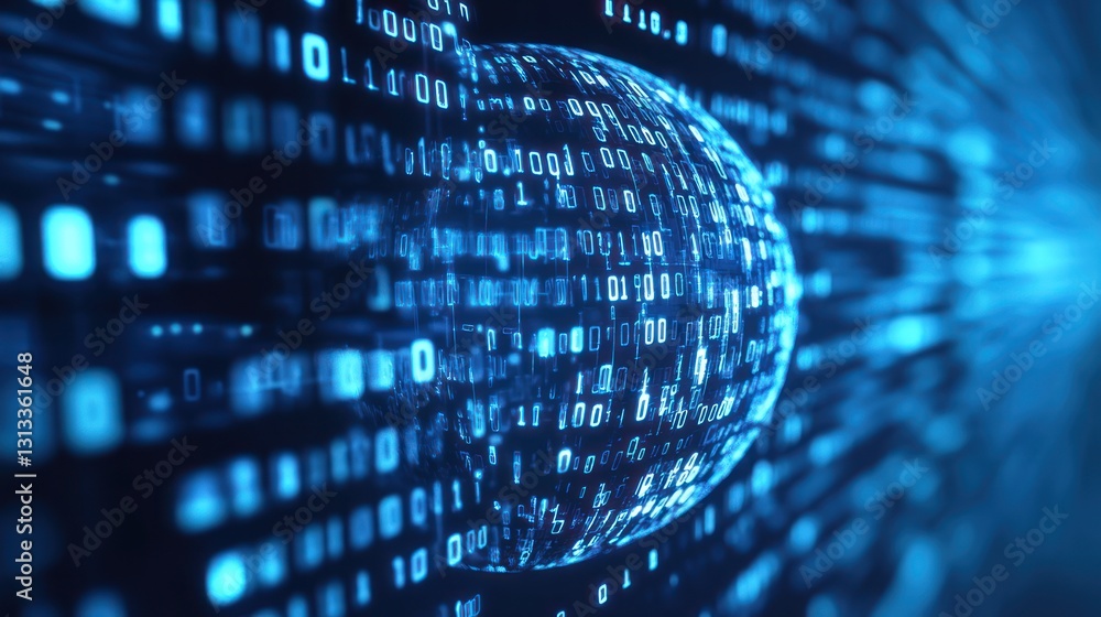 Poster digital globe in binary code background. possible use stock photo