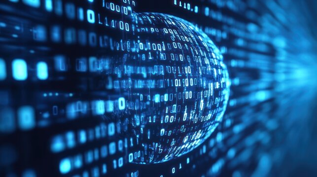 Digital globe in binary code background. Possible use stock photo