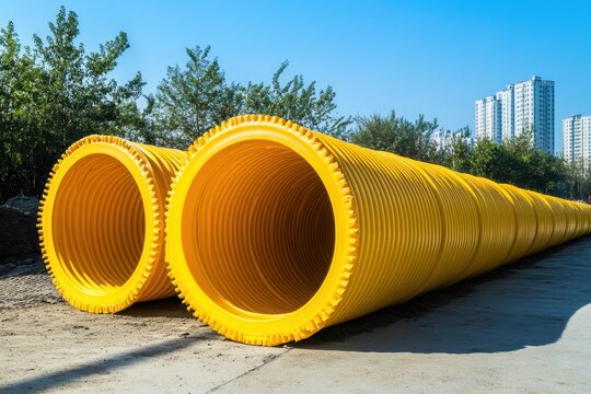 Double wall HDPE corrugated pipes manufacturers of HDPE yellow DWC pipes various sizes available
