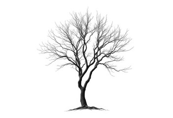 Obraz premium A solitary tree, stark branches against a pure white backdrop, backdrop, twig