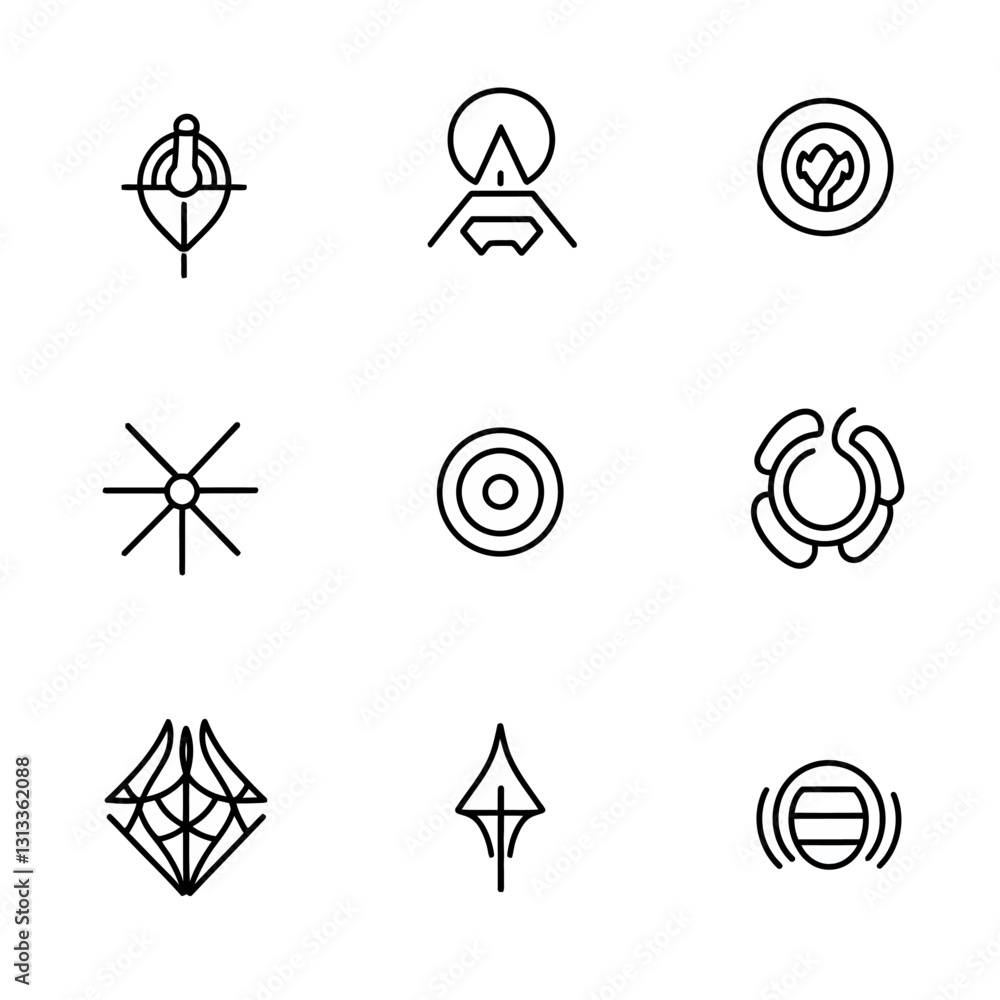 Poster collection of line art vector design elements on white background