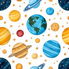 seamless pattern with planets