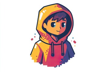 Fototapeta premium The illustration portrays a young child wearing a hooded garment