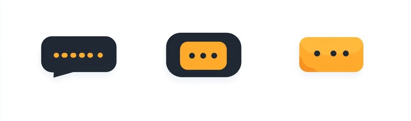 Fototapeta premium Message bubble symbols. Microphone symbols. Silhouette and flat style. Modern icons