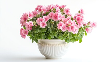 Pink Geranium Plant in Elegant Bowl