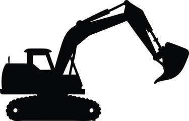 excavator silhouette black vector