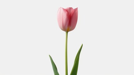 Fototapeta premium Pink Tulip: A graceful flower with smooth pink petals, blooming in the spring, symbolizing perfect love and adding elegance to gardens and bouquets. 