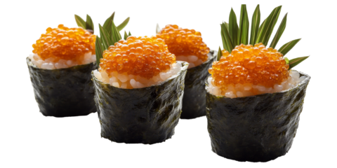 Sushi Roll or Single in a white background for cutout PNG suitable for making food menu or ads in social media