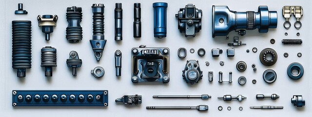 Fototapeta premium Icons set for engine repair. Silhouette and flat design. Modern style
