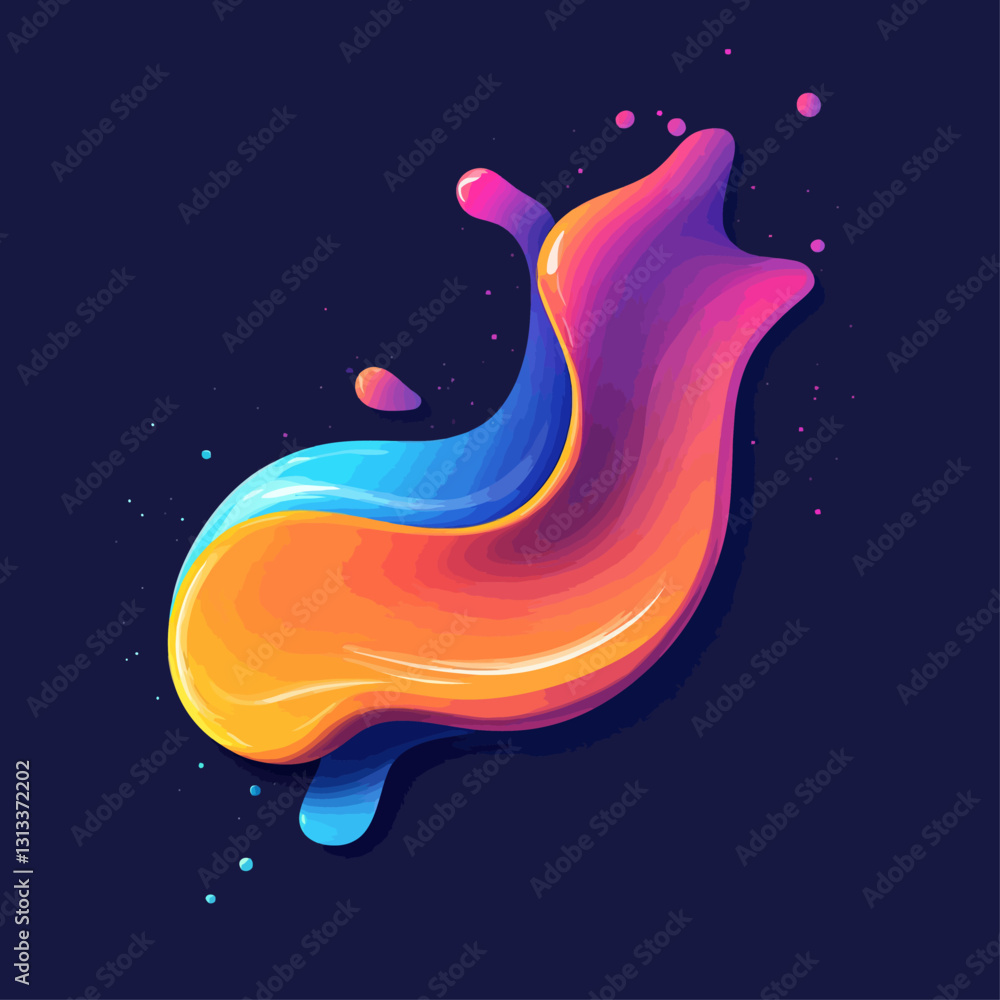 Poster Abstract Liquid Shape with Vibrant Gradient Colors and Dynamic Splashes