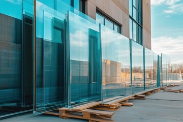 New sealed glass units at the site for window storage and preparation