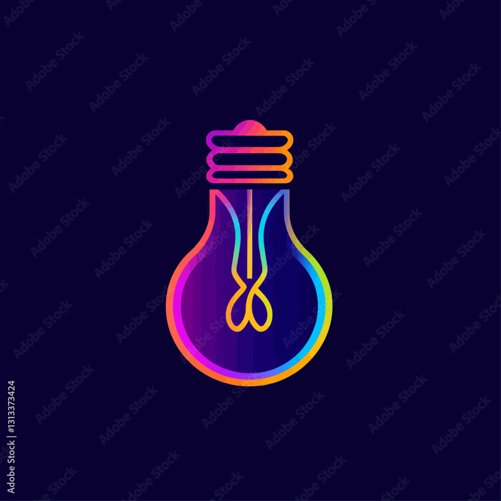 Aufkleber gradient lightbulb on dark background emphasizing creativity and innovation
