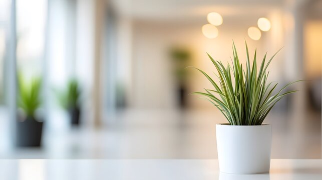 Modern office lobby with clean design, conveying simplicity and professionalism in a serene workspace.
