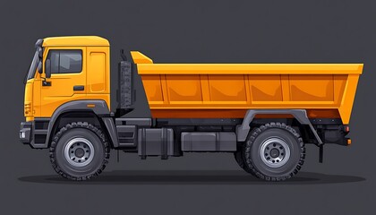 Pixel Art Orange Dump Truck Side View