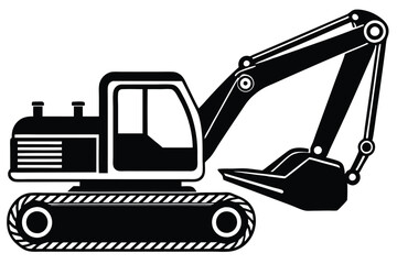 Naklejka premium excavator silhouette vector illustration isolated on a white background