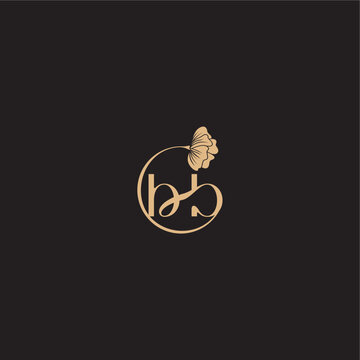 monogram wedding concept initial line logo BB modern circle floral letter