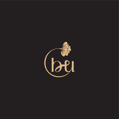 monogram wedding concept initial line logo BU modern circle floral letter