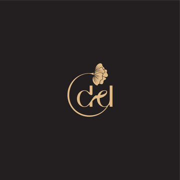 monogram wedding concept initial line logo DD modern circle floral letter