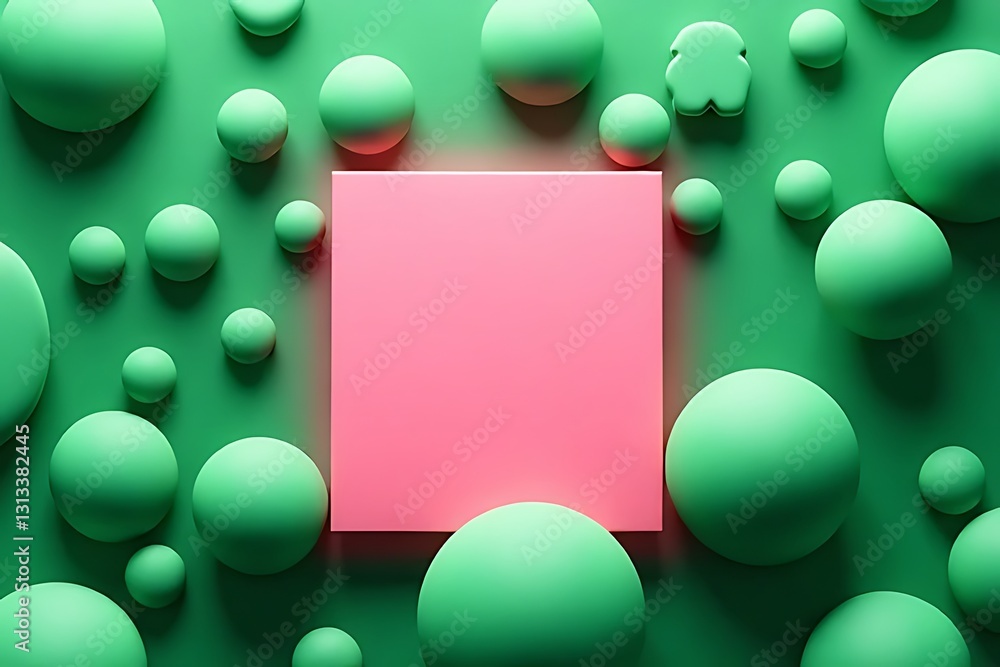 Poster dynamic shapes composition abstract environment 3d rendering green background studio view modern des