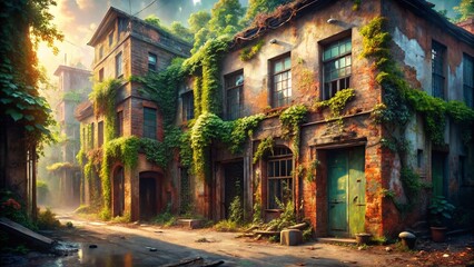 Fototapeta premium Surreal Urban Exploration: Abstract Paint Splatter Graffiti Wall Art