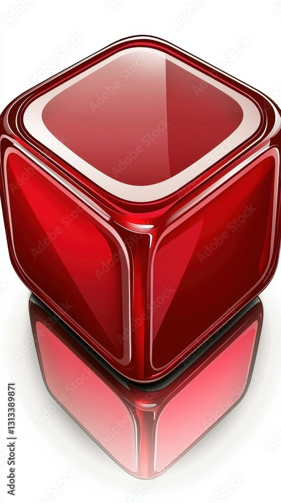 Aufkleber shiny red cube with reflections on a smooth surface
