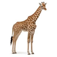 Naklejka premium Young Giraffe on White Background A Detailed Portrait
