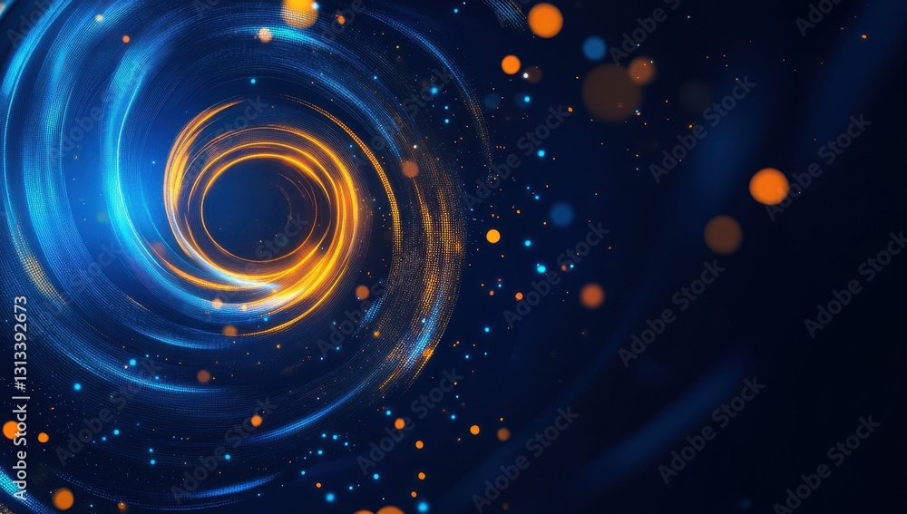 Aufkleber abstract swirl of vibrant blue and orange particles creating a cosmic sense of motion and depth in a