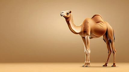 Light Brown Camel on Tan Sand Background