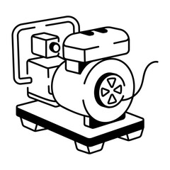 A hand drawn icon showing an electric generator 
