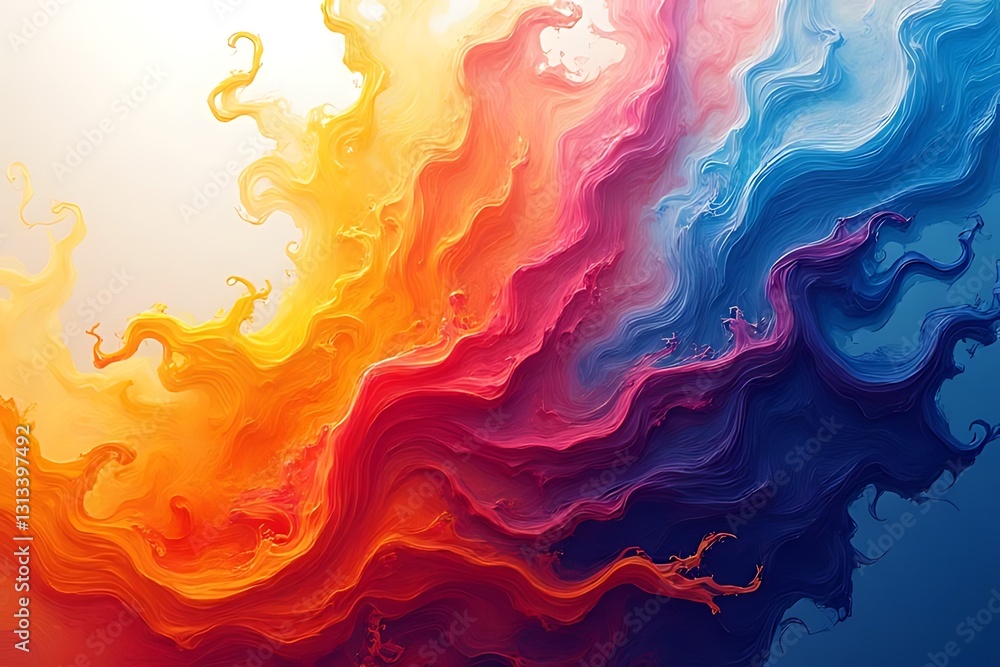 Poster dynamic abstract wave of colorful fluid art digital creation vivid environment bright conceptual des