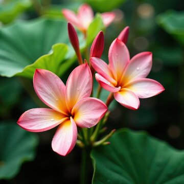 Hoa bua tongs flowers with dew drops on petals at morning, flowers, fresh dew