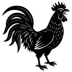 A rooster crowing loudly silhouette vector illustration
