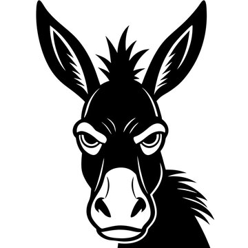 A grumpy donkey frowning silhouette vector illustration