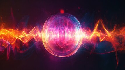 Obraz premium A glowing orb with dynamic energy lines and colors radiating outward