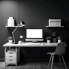 office desk with computer