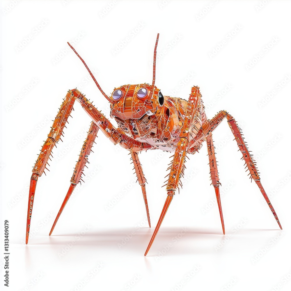 Poster colorful 3d render of an insect with stylized features and texture