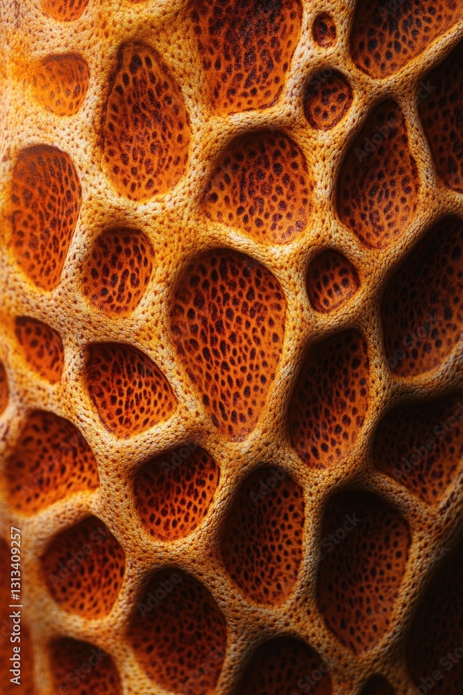 Poster a close up of a brown object with a lot of texture. the texture is so intricate that it almost looks