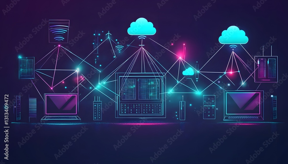 Poster networked computers cloud computing data system