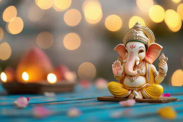lord Ganesha statue on lighting background