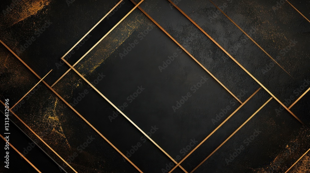 Poster abstract geometric background with gold lines on dark textured surface. possible use modern design, 