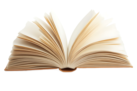 Open Storybook with Blank Pages on White Background