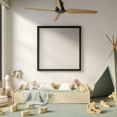 Modern Child's Room with Blank Art