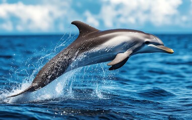 a dolphin jumping out of water