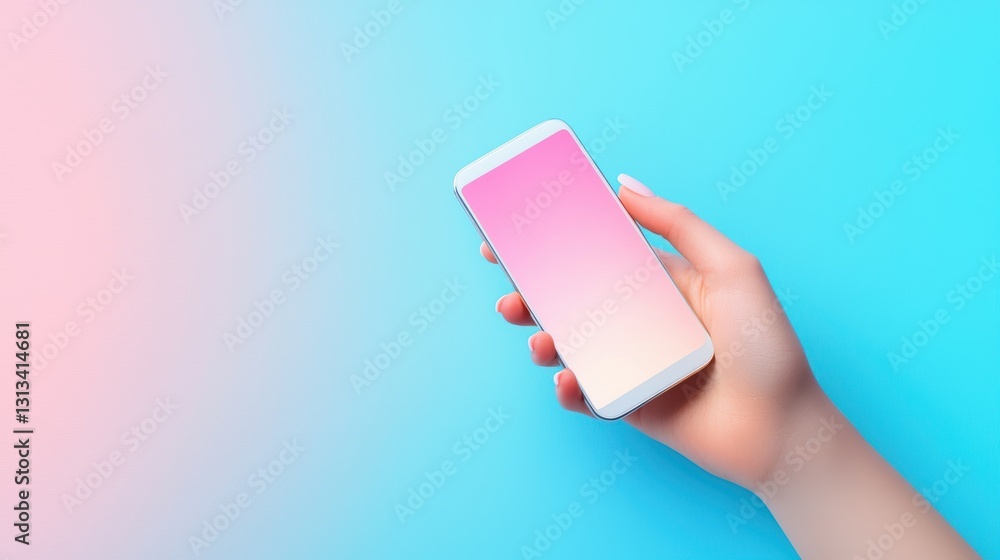 Poster a finger swiping left on a smartphone screen, transitioning between different app screens with blurr