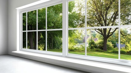Stylish modern house window frame against a white background.