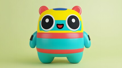 Fototapeta premium Cheerful Teal and Yellow Cartoon Animal 3D Render
